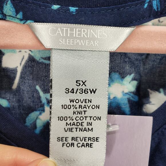 Catherines Sleep Wear Women's New with Tag Blue Floral Tank Top Size 5X - Picture 8 of 11